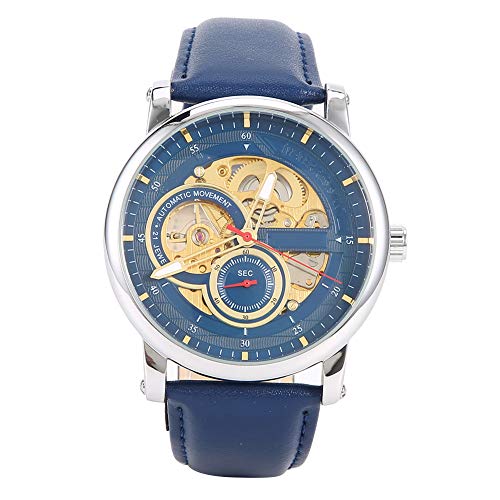 Preisvergleich Produktbild DAUERHAFT T-Winner Automatische mechanische Uhr, wasserdichte Armbanduhr, Herrenarmbanduhr, PU-Leder, Edelstahl, für Herren, für Unternehmen, Privatanwender, Versammlungen