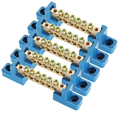 Laniakea Grounding Bus Bar Terminal Block 10 Pcs Terminal Block 6 Positions Terminal Strip Brass Electrical Bus Bar For Junction Box Trucks Cars Yachts Industrial Motor Controller Boating Wiring #TOP4