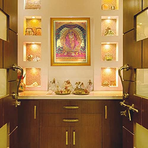 Image of ADA Handicraft Aluminum Plated Wood Photo Frame (35 x 26 x 1 cm, Multicolour) - Handmade Hindu God & Goddess Wall Frame for Pooja Room & Home Decor