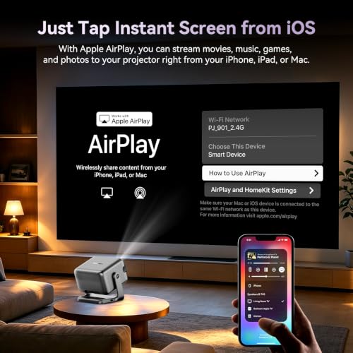 Smart Projector VIDAA OS 1000 ANSI, Outdoor Projectors 4K with WiFi and Bluetooth Compatible with Netflix TOF Auto Focus Keystone HDR10, Portable Movie Proyector for Ceiling Home Theater by Blackview - Used condition - Image 7