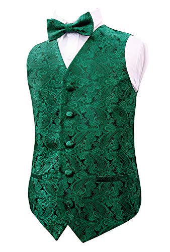 Alizeal Boys Paisley Jacquard Party Pre-Tied Bow Tie And Dress Suit Set, Dark Green, Size 12 #TOP8