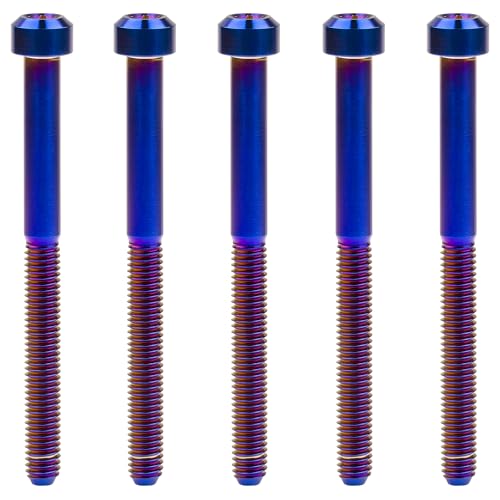 Image of Titanium Torx Square Head M6 x 10 15 20 25 30 35 40 45 50 60 65 70 80mm Screw Pack of 5 (Burn Blue, M6x70mm)