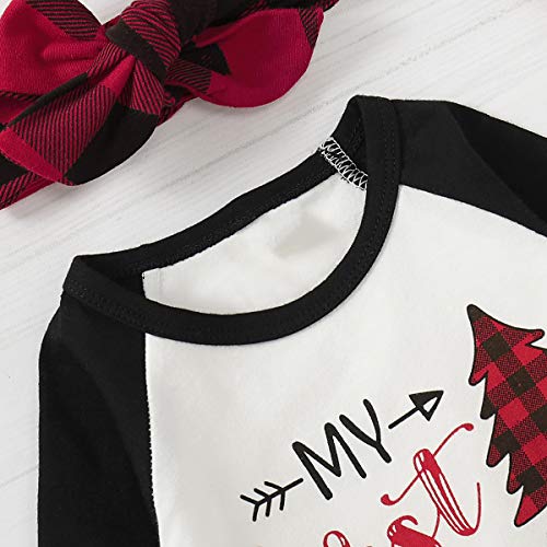 Tabpole Baby Mijn 1e Kerst Kleding Set Romper Plaid Broek Hoofdband Hoed 4 stks Xmas Outfits - Afbeelding 6