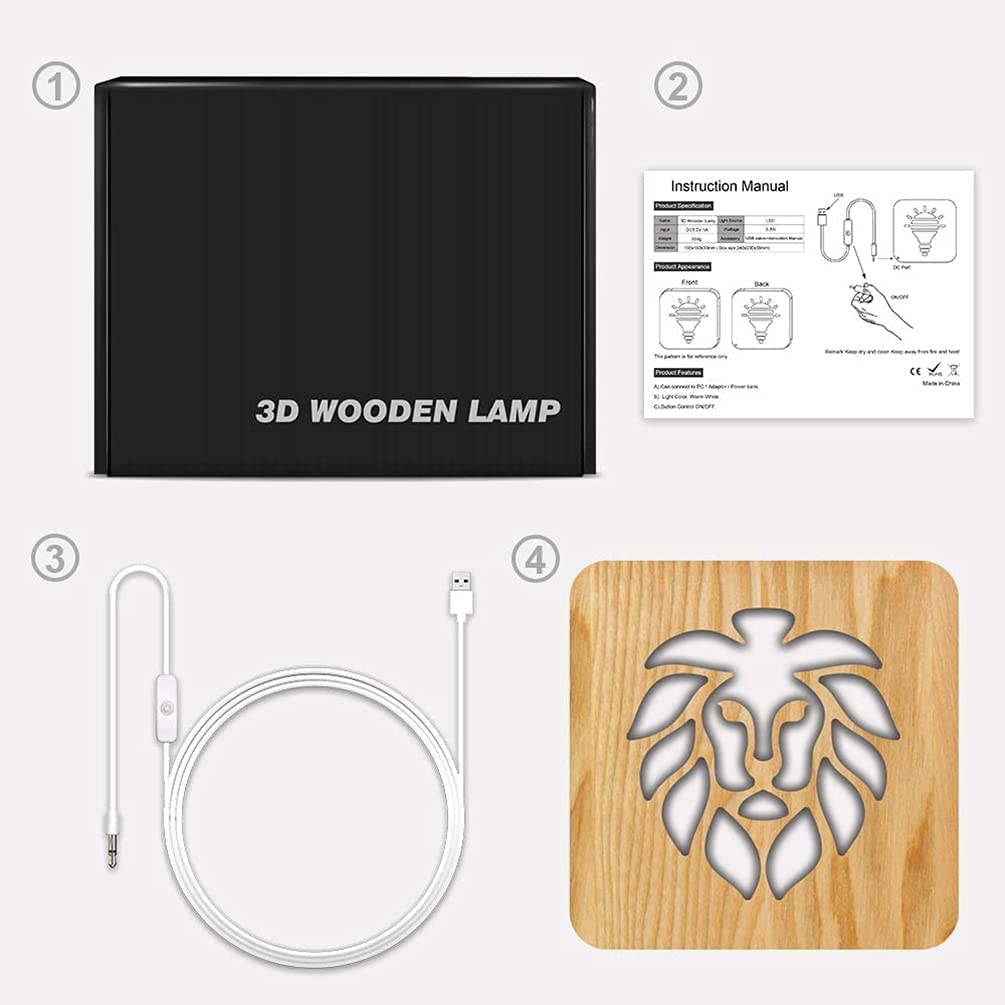 Lampe de bureau créative en bois 3D, lampe de décoration pour enfants, décoration de chambre à coucher avec