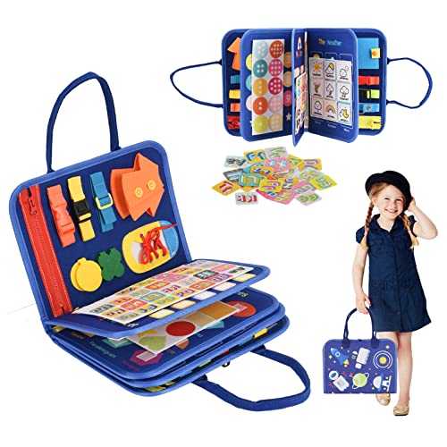 Giocattolo Montessori Activity Busy Board 6 In 1 – Tavola Sensoriale Portatile Con Ingranaggi E Labirinto, Per Bambini, Regalo Educativo - 3
