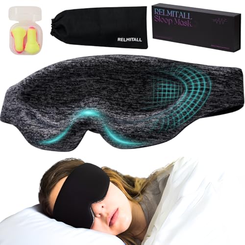 RELMITALL Antifaz para dormir de lado, diseñado exclusivamente para menopausia, insomnio y trastornos del sueño, antifaz 3D con bloqueo de luz y ajuste ajustable, incluye tapones para los oídos y