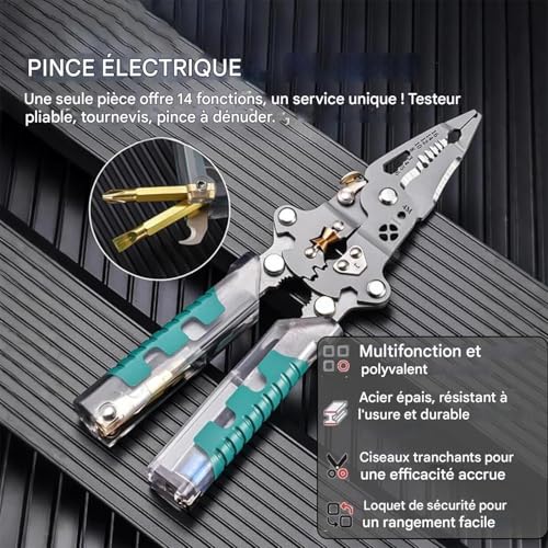 Pince à dénuder 18 en 1 pliable et robuste pour coupe de câbles