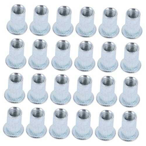 Cabilock 100pcs Threaded Rivet Nuts Tool Zinc Alloy Flat Head Insert Nuts with Aesthetic Knurled Design and Reliable for Various Projects and Applications