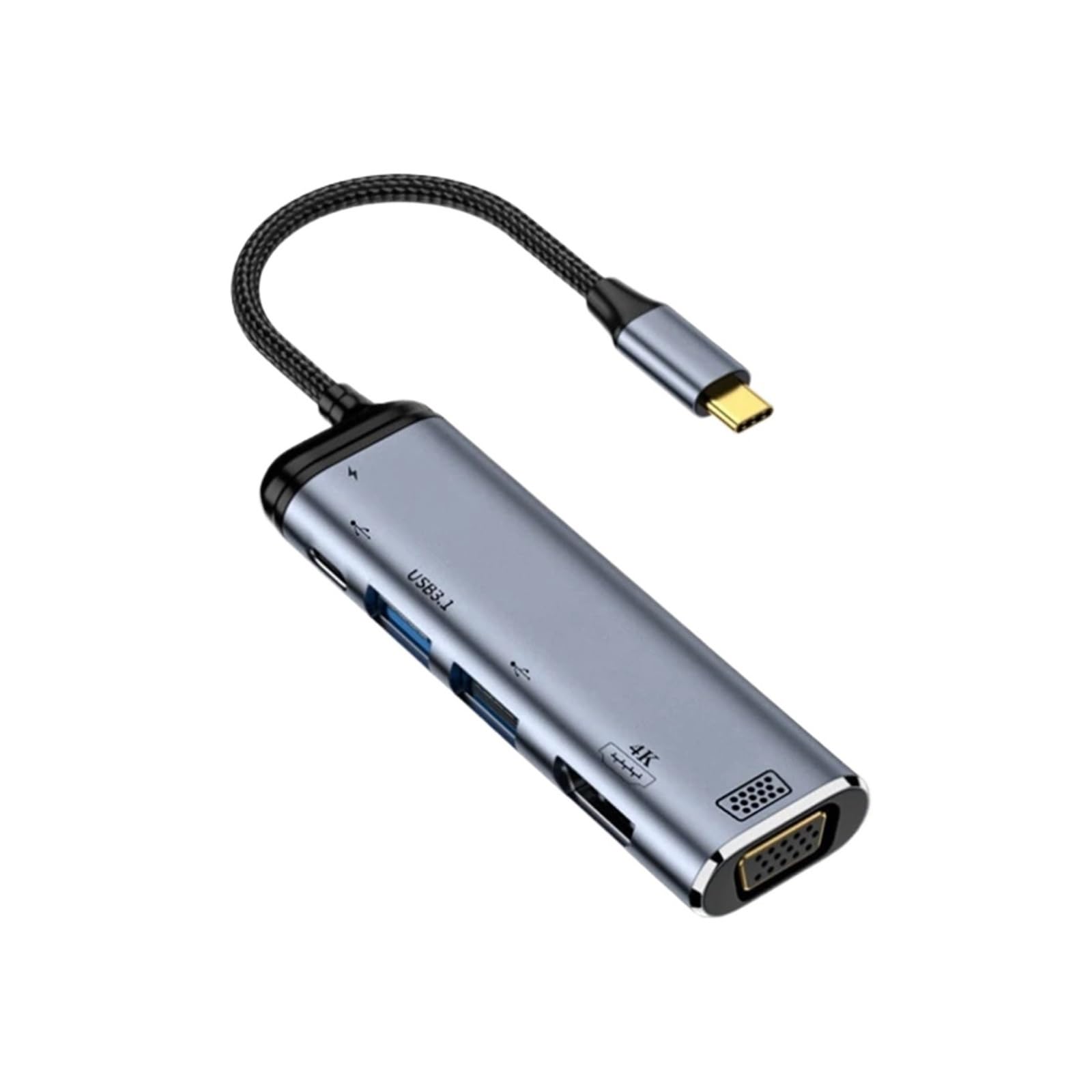 TY>pe C to USB Splitter to V/GA DP 4K 3 HDMI-Compatible Docking Station Adapter with PD100W Gen2 RJ45 Connector(B 6 in 1)