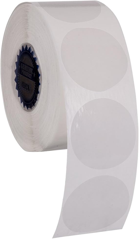 Clear Wafer Package Seals 1.5 Circle Tab Sticker Labels by Kenco (1 Pack (1,000)