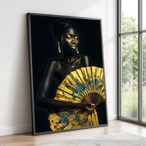 Toile portrait femme noire de haute qualité avec châssis bois d'exposition