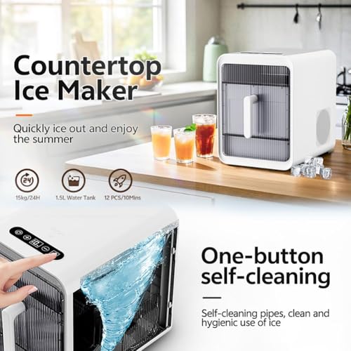 Máquina para hacer hielo encimera de 1,5 L para hogar y bar 4
