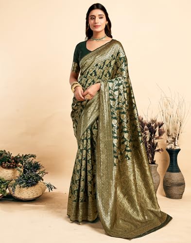 Image of SIRIL Women's Banarasi Silk Saree Pure Silk Saree With Unstitched Blouse Piece