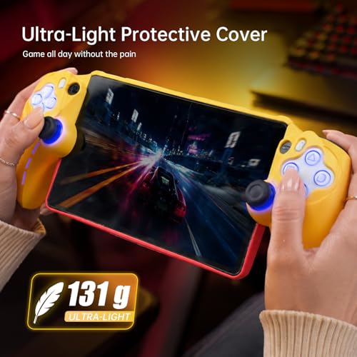 Image of UYIYE Thin Fit Designed for PlayStation Portal Remote Player Case (Yellow+White)