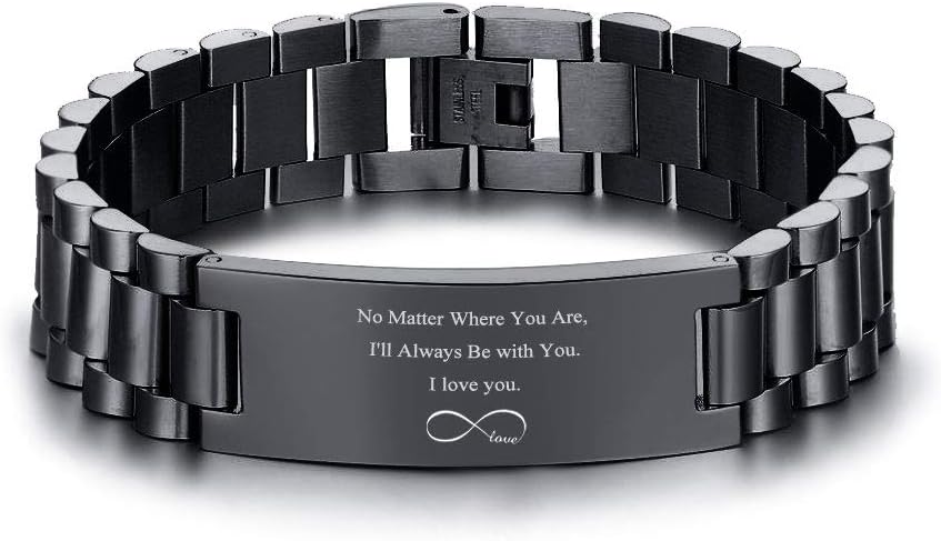 VNOX Masculine Watch Band Stainless Steel Link Bracelet Personalized Jewelry Gift for Men DAD Father Husband Boyfriend