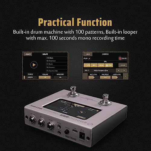 HOTONE Multi Effects Processor Pedal Guitar Bass Amp Modeling IR Cabinets Simulation Multi LanguageStereo OTG USB Audio Interface Ampero Mini MP-50 (Include 10 PCS Additional Footswitch Toppers) - Thumbnail 6