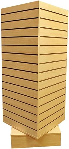 Miniatura 2 de Torre giratoria de arce de 20 x 20 x 54 pulgadas, accesorio de exhibición de piso de Slatwall giratorio de 4 caras