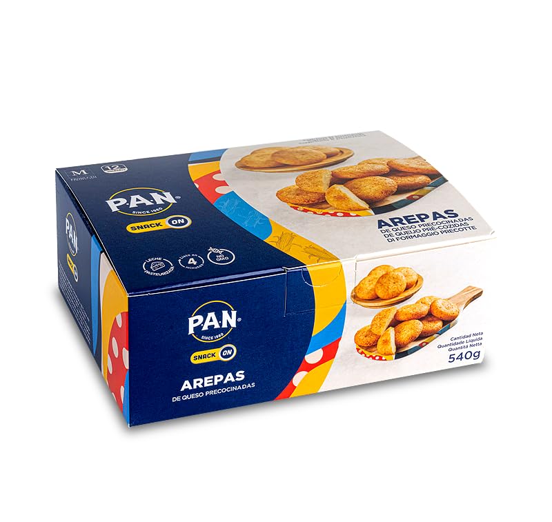 Arepas de queso precocidas congeladas - 12 unidades, 540 gramos