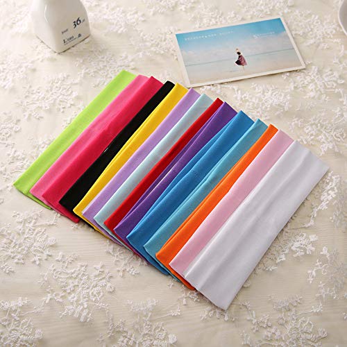 Image of 14pcs Sport Yoga Headbands,Fashion Soft Elastic Polyester Sweatband Yoga Stretchy Headband for Women Man Girl (Mixed Colors)