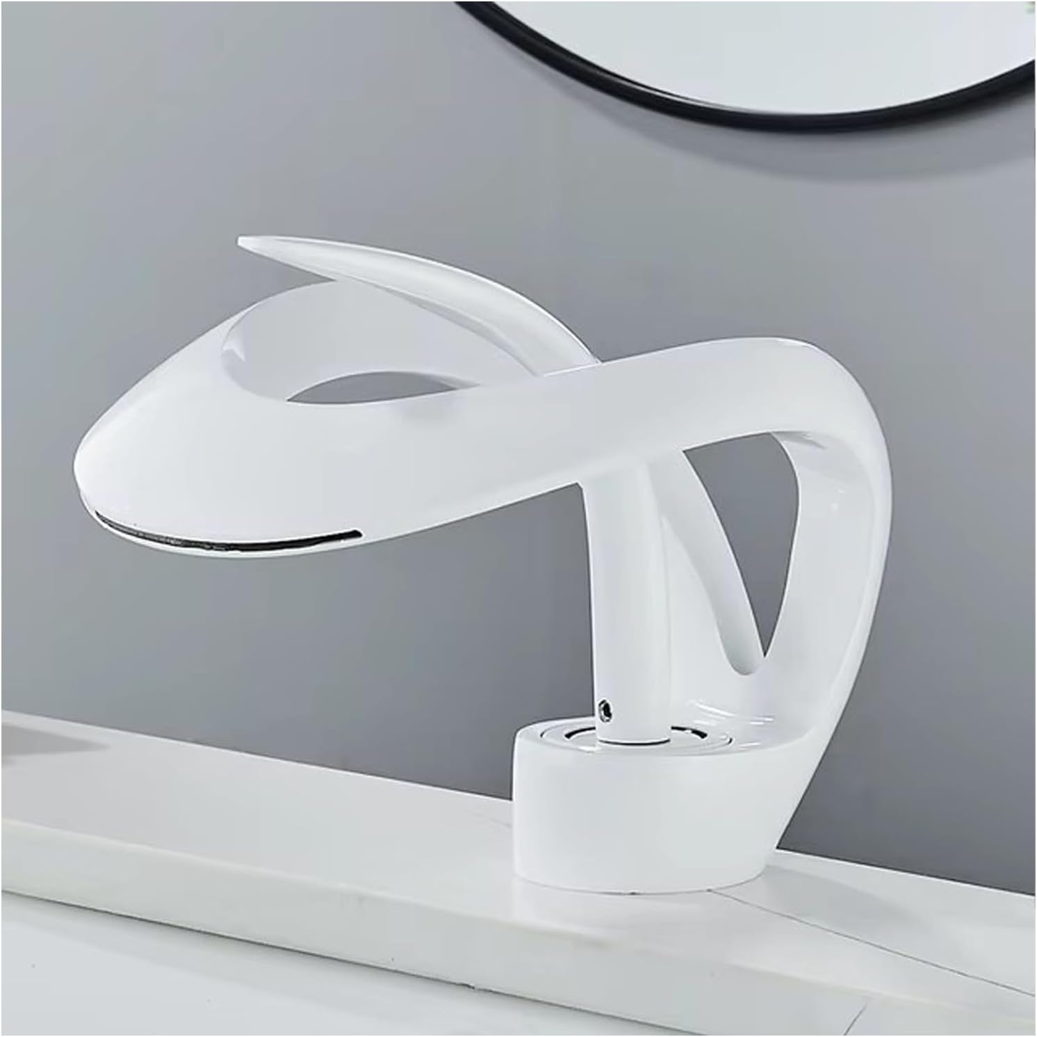 Waterfall Bathroom Modern Single Hole 1-Handle, Solid Brass Bathroom Sink, Deck Mount Curved Lavatory Mixer Tap Basin for Bathroom Sink