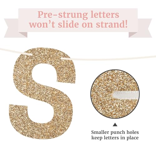 Image of Pre-Strung She Said Yes Banner - Gold Glitter Engagement Bridal Banner | No DIY - Pre-Strung on 10 ft Strand - Just Engaged, Bride to Be, Engagement Party Decorations & Decor