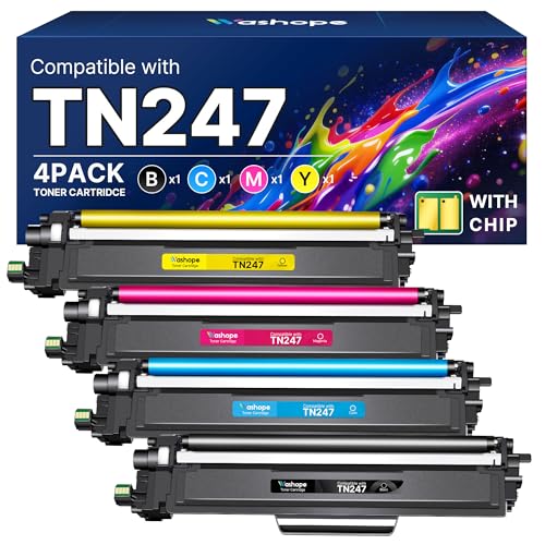 Washope TN247 Toner Cartridge Compatible for Brother TN-243CMYK TN243 TN 247 for Brother DCP-L3550CDW DCP-L3510CDW HL-L3230CDW HL-L3210CW MFC-3750CDW MFC-L3710CW (Black Cyan Yellow Magenta 4-Pack)