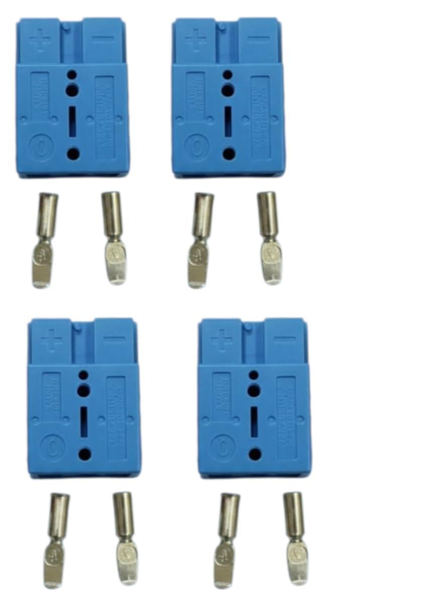 METAPOD SB-50 Anderson Style Battery Connector 50A 600V 2 Male & 2 Female Quick Disconnect Power Plug with Silver Plated Terminals for E-Rikshaw, Solar Battery Charging (Multicolour) (Blue)-image-33