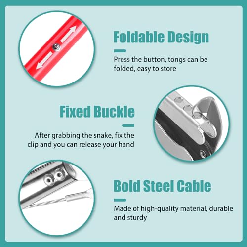 Ferramenta dobrável de aço inoxidável para agarrar serpentes de 127 cm: gancho multifuncional, pinça