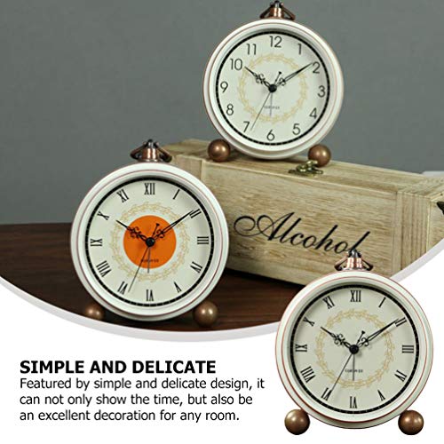Relógio de mesa vintage IMIKEYA, relógio de mesa de metal, silencioso, sem tique-taque, decoração de