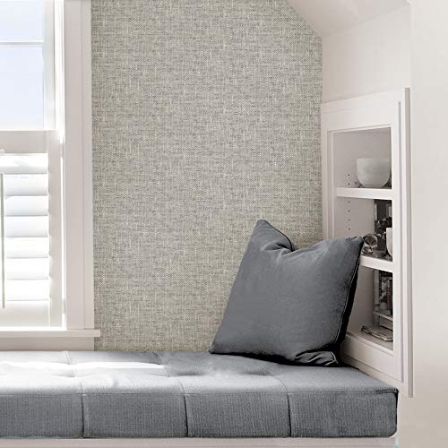 Nuwallpaper Nu2873 Poplin Texture Peel & Stick Wallpaper, Grey #TOP5
