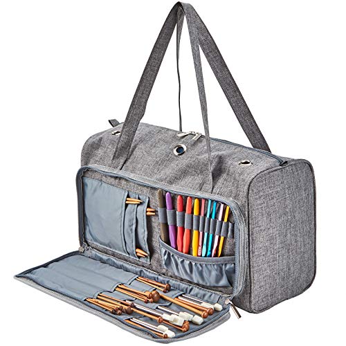 image for HOMEST Portable Knitting Tote Bag, Yarn Storage Organizer for Yarn and