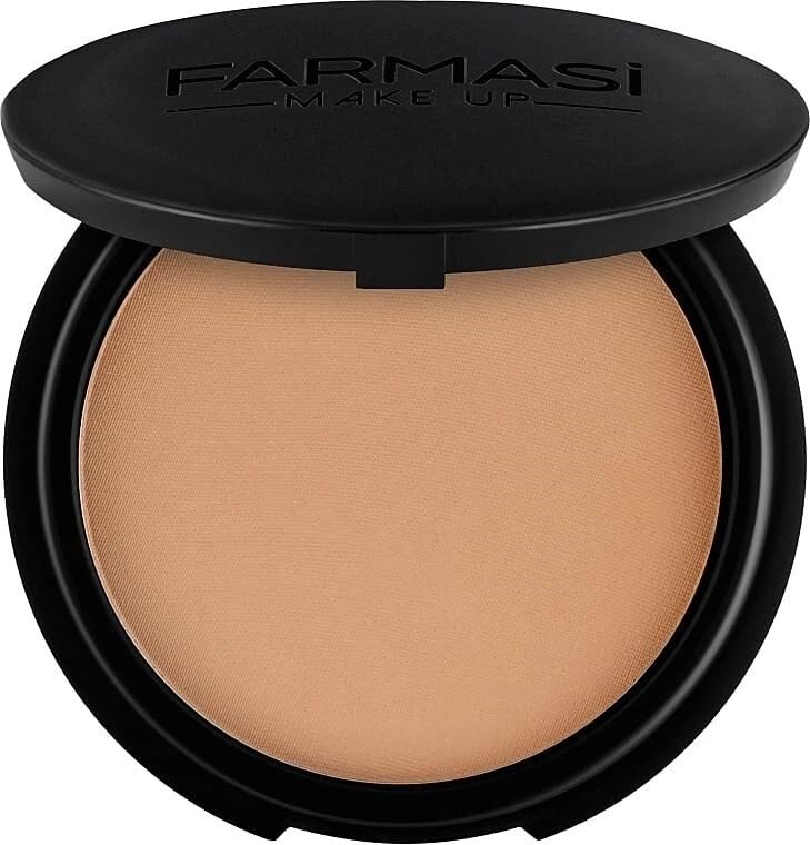 Farmasi Make Up Face Perfecting Pressed Powder 06-Warm Dark - Matte Finish Oil Control Smooth Finish Long-Lasting All Skin Types 12g/0.4Oz