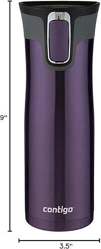Miniatura 224 de Contigo Autoseal West Loop - Taza de viaje de acero inoxidable con aislamiento de vacío (16 oz, acero inoxidable/azul Mónaco, 2 unidades)