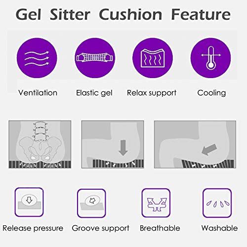 Gel Seat Cushion Comfort Honeycomb Egg Crate Design Gel Pad Provides Excellent Support For Lower Back, Spine, Hips Promotes Venting & Good Sitting Posture For Office Chair Car Sitter Wheelchair #TOP6