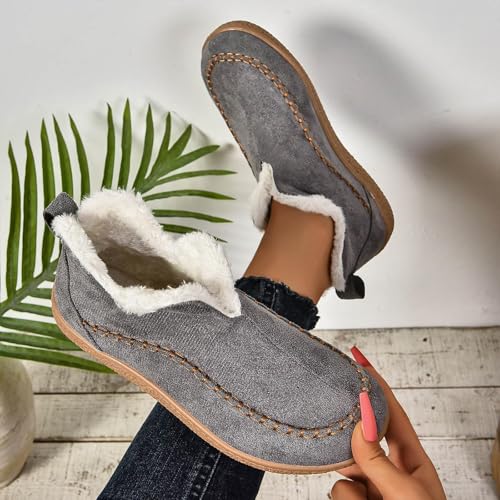 Womens Snow Boots Winter Warm Booties Slippers Comfortable Platform Non Slip Short Boots Indoor Outdoor House Boot Casual Walking Shoes Fur Lined Anti Slip Ankle Shoes2