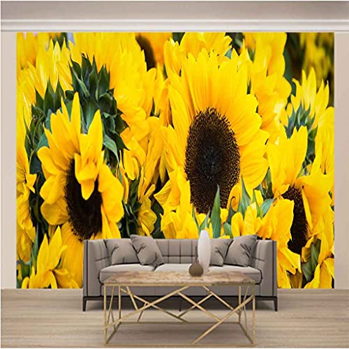Toile geant poster 250x175 cm fleurs jaunes effet 3D pour deco murale