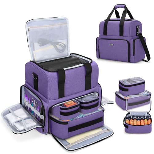 Image of BAFASO Large Tattoo Case with 3 Inner Removable Pouches, Tattoo Travel Case for Large Tattoo Stencil Printer and Tattoo Supplies (Patented), Purple