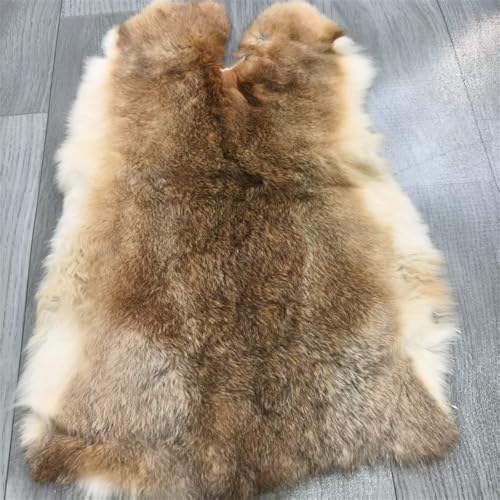 Natural Tanned Rabbit Hide Skin Pelt (12 by 14 Rabbit Pelt with Sewing Quality Leather) Straw Yellow