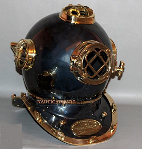 NauticalMart Vintage U.S Navy Mark V Model Diving Divers Helmet Full Brass 18 Inch