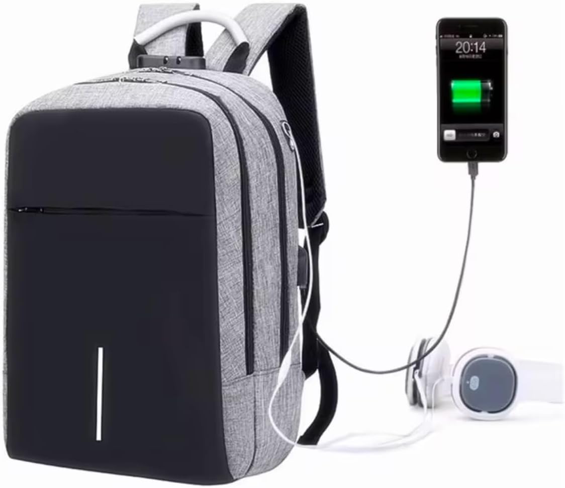 Mochila Notebook Reforçada Impermeável Executiva com Senha Segurança USB Alça Metal Design Slim Masculina e Feminina – Durabilidade Elegância Praticidade Diária em Viagens e…