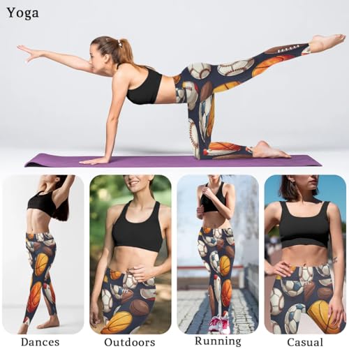 Bardic Calça legging feminina de ioga de cintura alta para futebol americano, futebol, basquete, cor