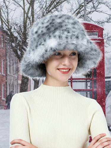 Sombrero tipo bucket de piel sintética con estampado de leopardo miniatura 2