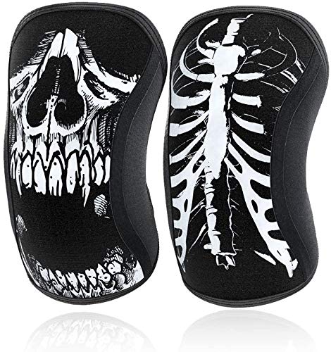 RockTape Assassins Skull kniebeschermer, unisex, gegolfd, zwart/wit, L