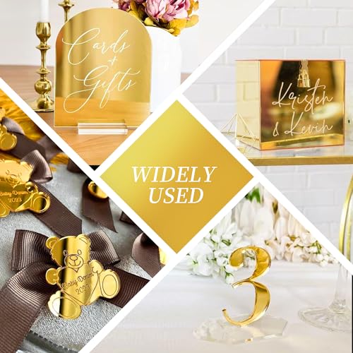 Image of 3pack Mirror Acrylic Sheets, 12 inch x 12 inch Opaque Glossy Mirror Plastic Sheet with 1 /8 Inch(3mm) Thickness, Rigid Tinted Mirror Acrylic for Cutting, Sawing, Laser Cutting (3, Gold, 12X16)