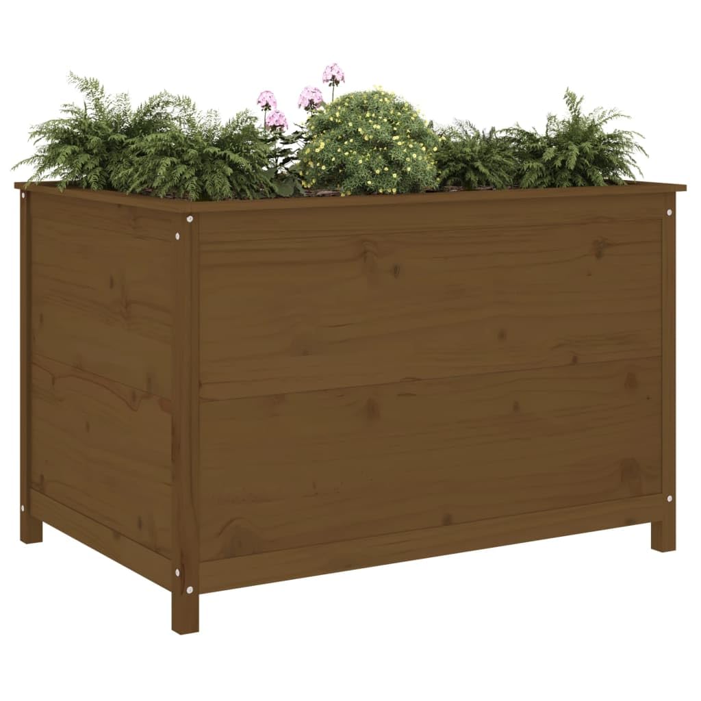 Aiuola rialzata in legno di pino massiccio, 119,5 x 82,5 x 78 cm, per giardino, balcone o terrazza, con molto spazio per piante, verdure, erbe e fiori