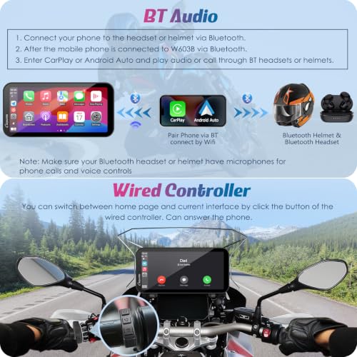 Image of Carpuride W603B 6.3 inch Motorcycle Carplay Screen for R1200GS R1250GS S1000XR