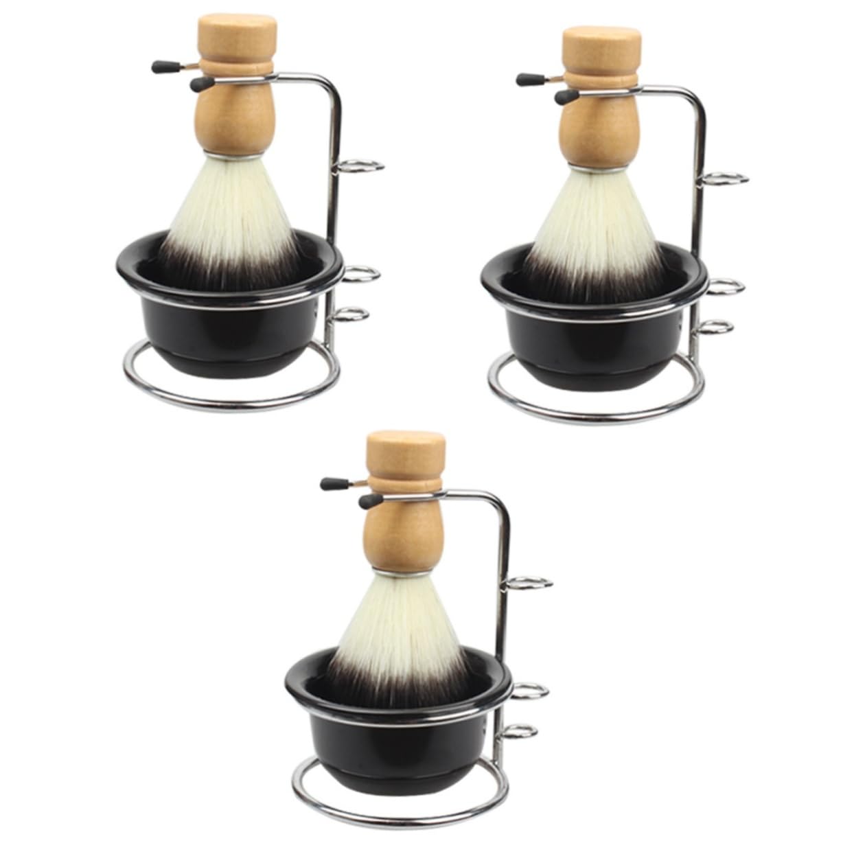 FRCOLOR 3 Sets Shaving Kit Brush Holder Shaving Soap Bowl for Men Desktop Metal Present Set