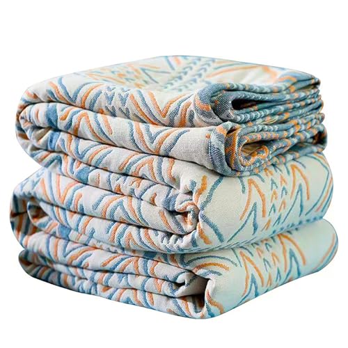 VANJOROY Manta grande bohemia de doble cara para sofá cama, 100% algodón orgánico puro, suave manta bohemia para sofá de 2 y 3 plazas, sillón y cama, 150 x 200 cm, color beige y blanco