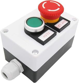 TWTADE/Green Momentary Push Button Switch 440V 10A 1NC 1NO,Red Mushroom Emergency Stop 1NC 1NO Latching Push Button Switch Station Box hz-11ZS-G