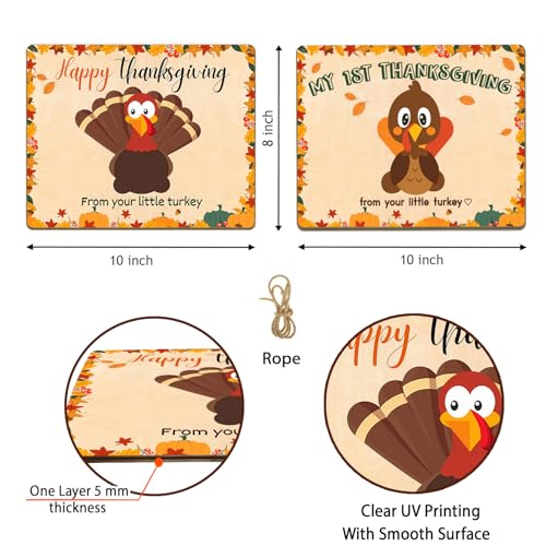 Image of DIY Baby's First Thanksgiving Footprint Sign for Newborn, Fall Autumn Keepsake for New Baby, Holiday Milestone Cards for Girl, Boy, Ideal Baby Shower Gifts, New Mom Gifts (My First Thanksgiving)